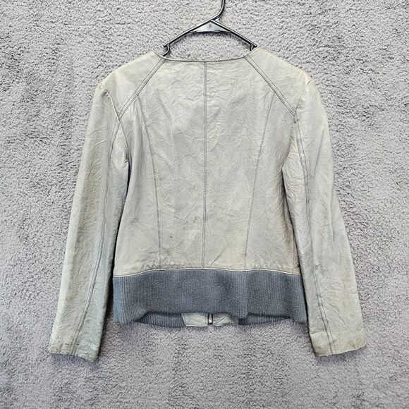 Carlopik Leather Jacket Womens Size 42 Gray Zip Up Moto Style - Picture 11 of 13
